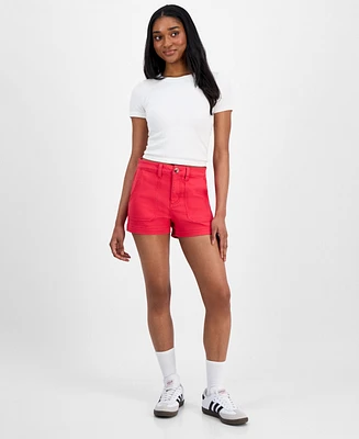 Indigo Rein Juniors' High-Rise Utility-Pocket Shorts