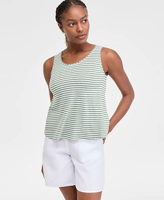 Charter Club Women's Linen Blend Scoop-Neck Tank Top, Exclusively at Macy's