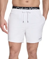 Calvin Klein Men's Logo Elastic Waist Modern Euro 5" Volley Swim Trunks