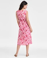 Charter Club Women's 100% Linen Printed Midi Dress, Exclusively at Macy's