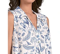 Elan Women's Printed Sleeveless Popover Dress