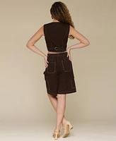 Avec Les Filles Women's Long Cargo Shorts