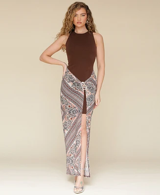 Avec Les Filles Women's Sarong Maxi Dress