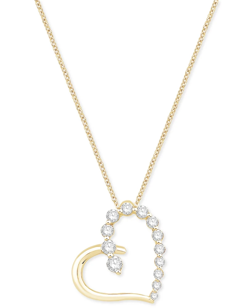Diamond Heart 18" Pendant Necklace (1/2 ct. t.w.) in 14k Yellow Gold