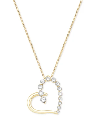 Diamond Heart 18" Pendant Necklace (1/2 ct. t.w.) in 14k Yellow Gold