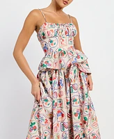 En Saison Women's Nayeli Printed Peplum Top