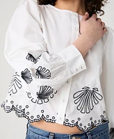French Connection Women's Cambria Cotton Embroidered Shirt