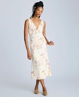 Kenneth Cole Women's Printed Tie-Detail Midi Dress