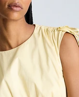 Kenneth Cole Women's Butter Yellow Ruched Tie-Shoulder Midi Dress