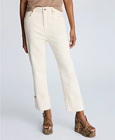 Kenneth Cole Women's High-Rise Straight-Leg Wide-Cuff Jeans