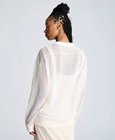 Kenneth Cole Women's Sheer Oversized Crewneck Pullover