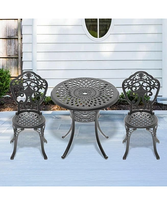 3-Piece Set Of All-Weather Cast Aluminum Dining Furniture Set With Black Frame