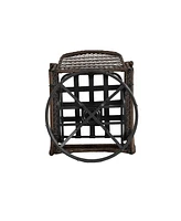3-Piece Swivel Rocker Patio Set, Cushioned Chairs, Glass Table, Grey