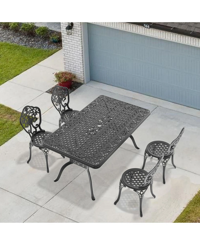 5-Piece Set Of All-Weather Cast Aluminum Dining Furniture Set With Black Frame