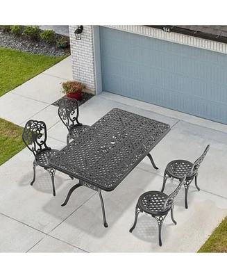 5-Piece Set Of All-Weather Cast Aluminum Dining Furniture Set With Black Frame