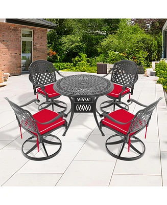 5-Piece Cast Aluminum Dining Set, 4 Swivel Chairs