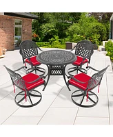 5-Piece Cast Aluminum Dining Set, 4 Swivel Chairs