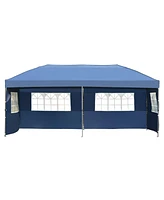 10x20 Navy Pop-Up Canopy Tent w/ Sidewalls & Wheeled Bag