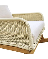 Ivory wicker rocking chairs [2], Indoor/outdoor, Cushioned, wood frame