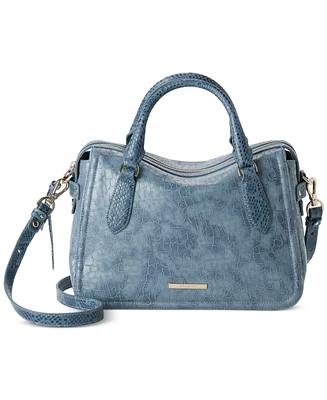 Brahmin Micaela Bellbottom Blue Zostera Small Leather Satchel