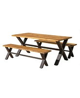 Irving 3-Piece Teak Acacia Wood Outdoor Dining Set