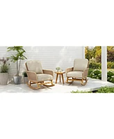 Modern 3-piece outdoor set, rocking chairs, table, beige cushions