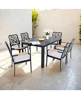 7-Pc Patio Dining Set, Aluminum frame, Sunbrella cushions, umbrella hole