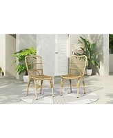 Outdoor Wicker Patio Dining Chairs (Set of 2), Natural
