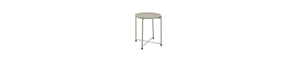 Foldable Side Table – Round Metal Tray Top & Modern Design