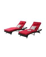 Outdoor Wicker Reclining Lounge Chairs (Set of 2) - Beach, Pool, Garden