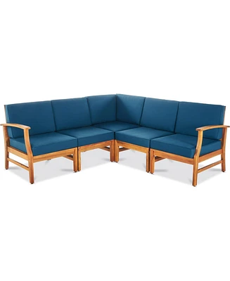 5-Seater Acacia Wood Outdoor Sectional Sofa Set