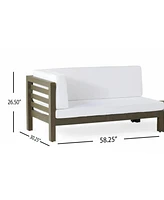 Acacia Wood V-Shaped Outdoor Sectional Sofa Set