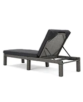 Wicker Patio Chaise Lounge with Water Resistant Cushion