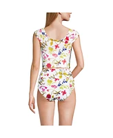 Lands' End Women's Ruched Cap Sleeve Tankini Top