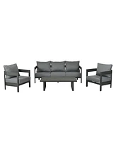 Outdoor seating set, thick cushions, comfy, for lawns, patios, poolside