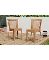 Stackable Rattan Patio Chairs - Set of 2