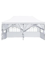 10x20 Pop Up Canopy Tent, Waterproof, Uv Protection, Adjustable Height, Roller Bag, White