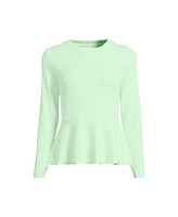 Lands' End Women's Long Sleeve Pique Peplum Upf 50 Rash Guard
