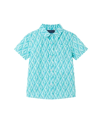 Andy & Evan Toddler Boys Toddler/Child Aqua Geo Shark Buttondown Shirt
