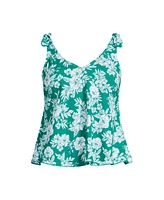 Lands' End Plus Tie Shoulder Flutter Tankini Top