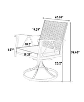 7pc Patio Dining Set, Wicker, Swivel Rockers, Cushions, Table
