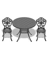 3-Piece Set Of All-Weather Cast Aluminum Dining Furniture Set With Black Frame