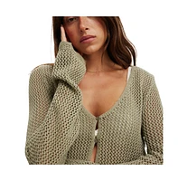 Cotton On Women's Crochet Scallop Cardigan