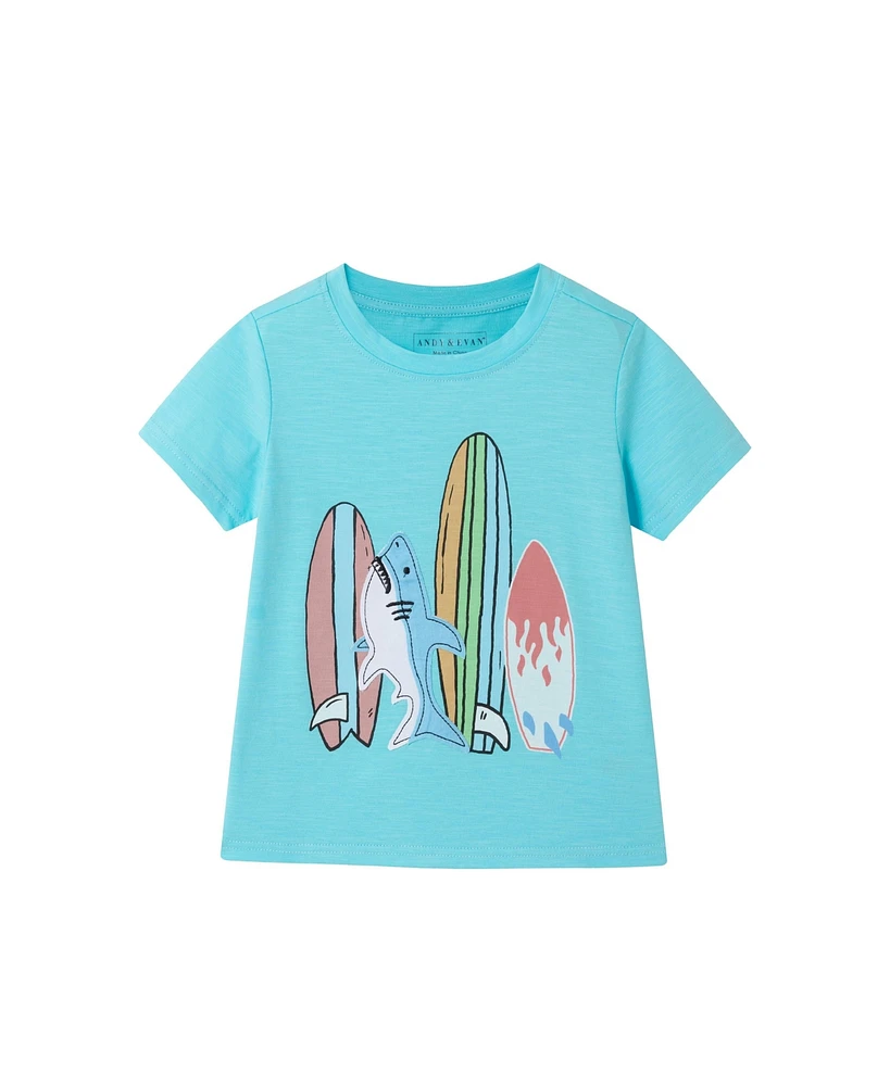 Andy & Evan Toddler Boys Toddler/Child Surf Shark Graphic Tee