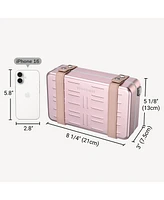 Byootique Mini Suitcase Crossbody Bag Portable Hard Shell Aluminum Cosmetic Makeup Case with Adjustable Strap Travel Handbag for Makeup Artist,Red