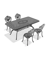 5-Piece Set Of All-Weather Cast Aluminum Dining Furniture Set With Black Frame