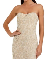 Mac Duggal Women's Strapless Beaded Lace Fitted Column Gown