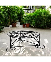 Decorative Mosaic Plant Stand – Glossy Swirl Design & Iron Frame