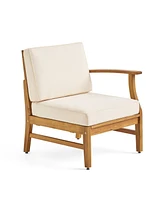 Acacia Wood Outdoor Sofa & Table Set with Water-Resistant Cushions