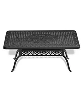 7-Piece Cast Aluminum Patio Set, Black Frame, Random Color Cushions